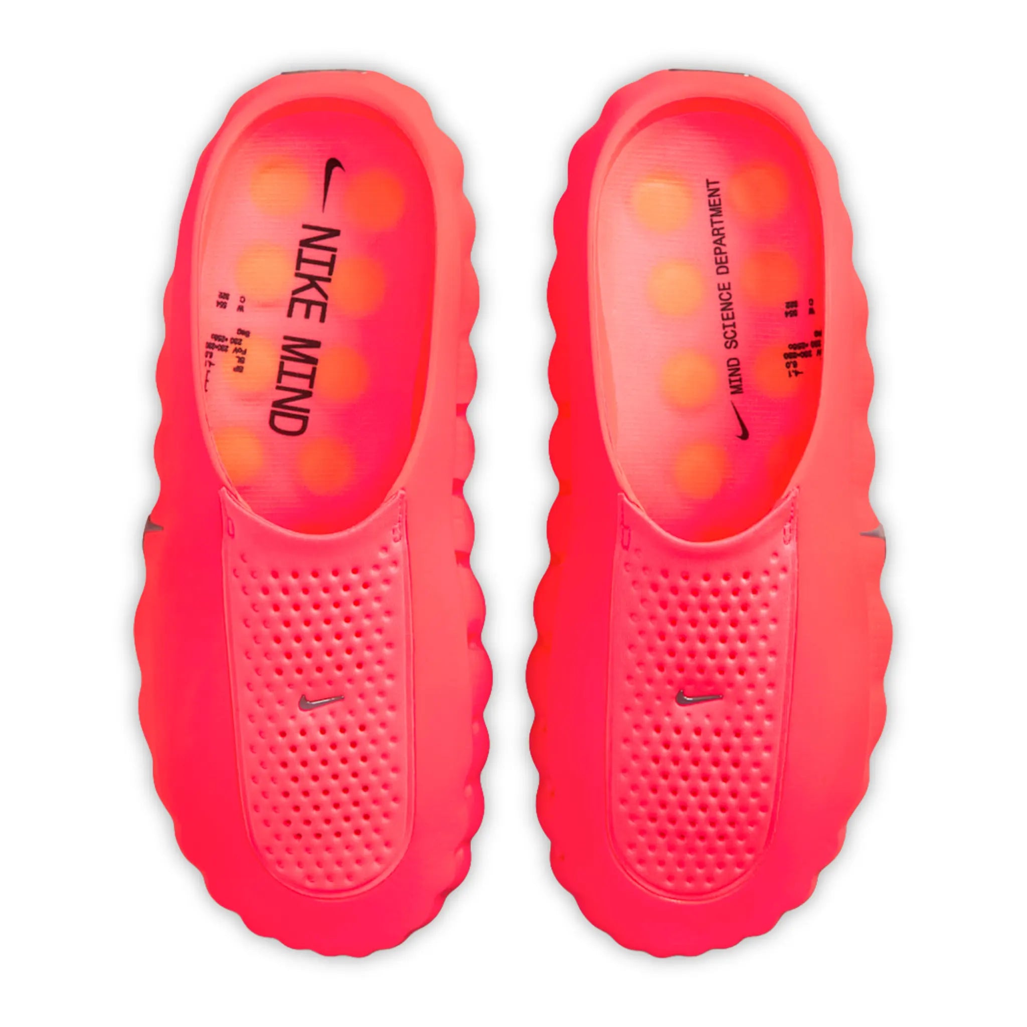 Upper View of Nike Mind 001 Pregame Solar Red Mules (W) HQ4309-600